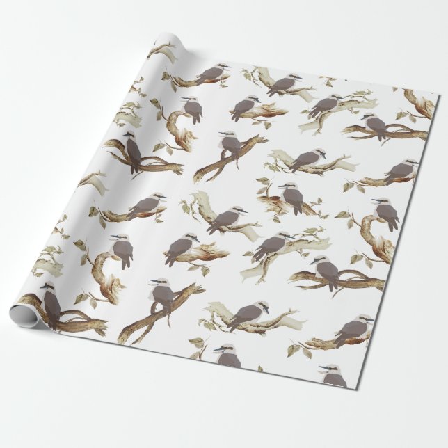 Papel De Regalo Laughing Kookaburra Australian Bird Eucalyptus (Desenrollado)