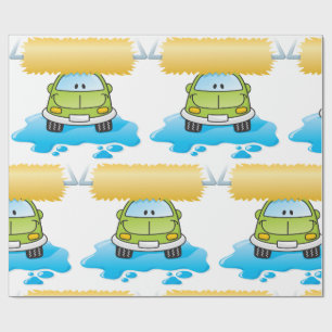Papel De Regalo Lavado de coche de dibujos animados verde coche fe