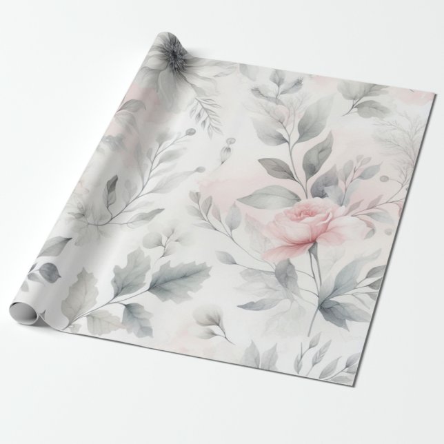 Papel De Regalo Lavado suave de flores rosadas (Desenrollado)