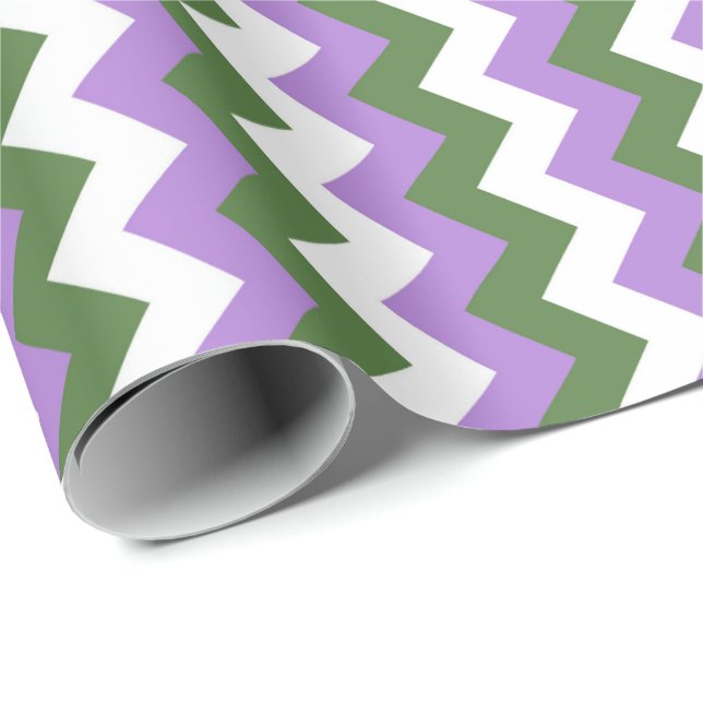 Papel De Regalo Lavanda, Chevron verde y blanco Zigzag (Esquina del rollo)