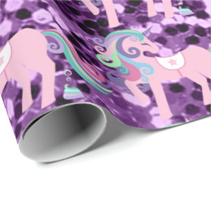 Papel De Regalo Lavanda del bebé de la lentejuela del rosa del