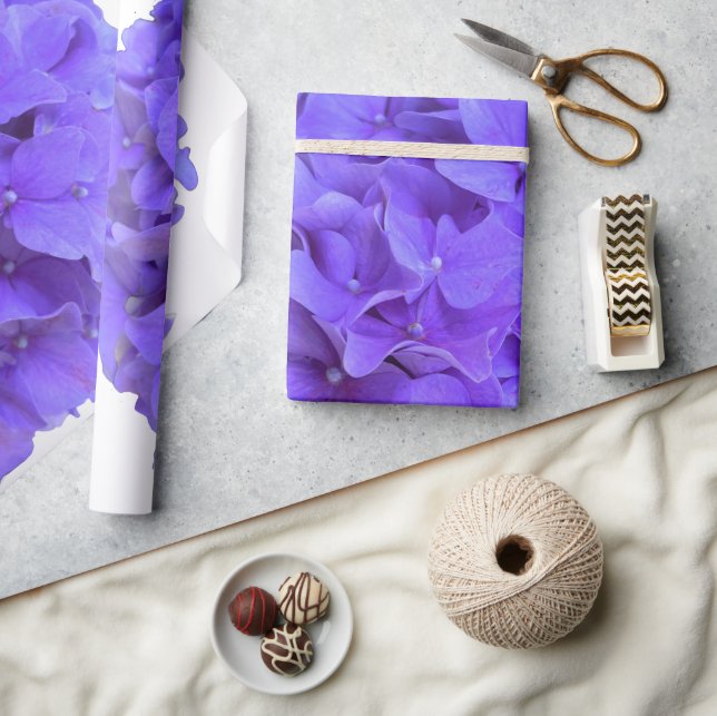 Papel De Regalo Lavanda lila púrpura Hidrangeas flores púrpuras (Artesanía)