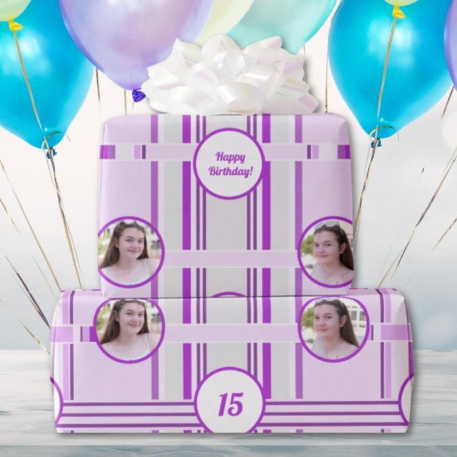 Papel De Regalo Lavanda moderna rayas rosadas Personalizado foto (Subido por el creador)