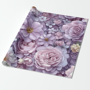 Papel De Regalo Lavanda romántica y floral acuática Rubor