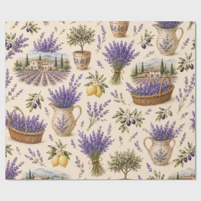 papel de regalo lavanda vintage (Superficie plana)