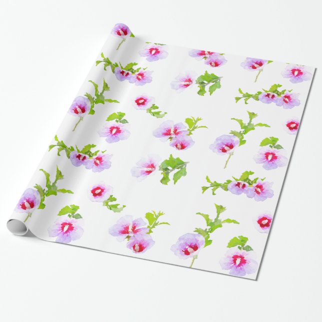 Papel De Regalo Lavanda Y Flores Rosa (Desenrollado)