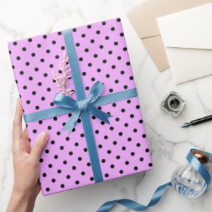 Papel De Regalo Lavanda y Lunares Negros