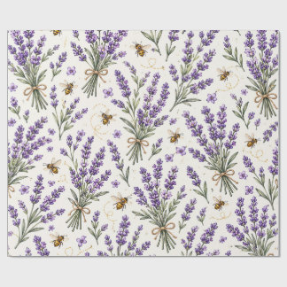 Papel De Regalo Lavanda y Pequeña Casa de Abejas Botánico Sin Cost