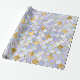 Papel De Regalo Lavendar onírico y escalas Mermaid de color dorado