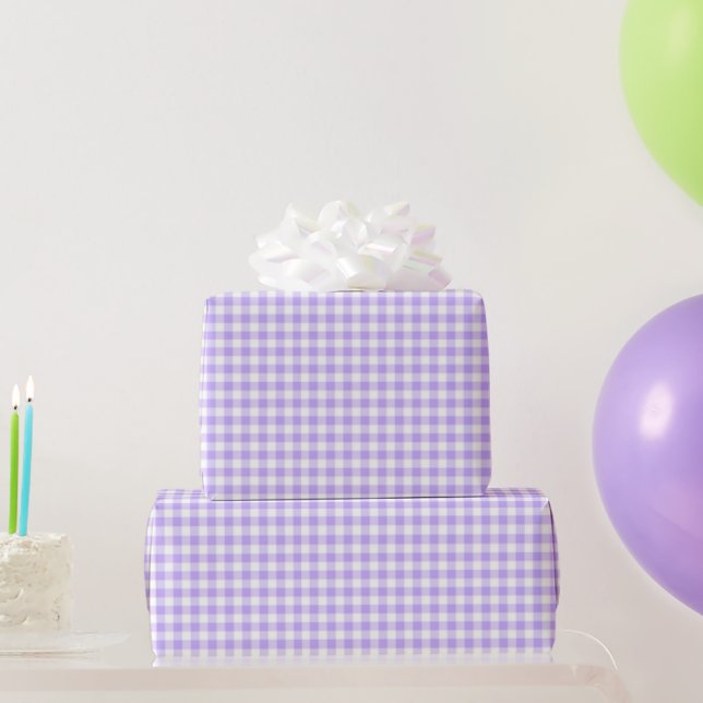 Papel De Regalo Lavendar White Gingham Birthday Shower Boda (Regalos de fiesta)