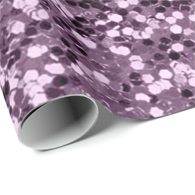Papel De Regalo Lavender Amethyst Purple Purpurina Boda Brigada (Esquina del rollo)