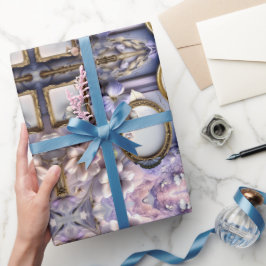 Papel De Regalo Lavender Floral Frames with Antique Gold Accents