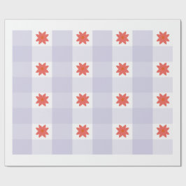 Papel De Regalo Lavender Gingham Floral Pattern Wrapping Paper
