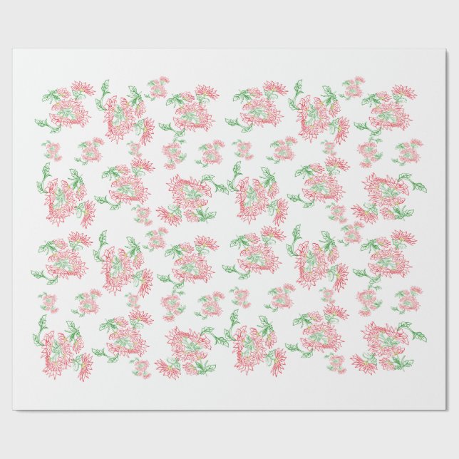 Papel De Regalo Lavender Gingham Floral Pattern Wrapping Paper  (Superficie plana)