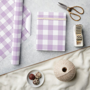 Papel De Regalo Lavender Gingham Retro Vintage Purple Plaid 