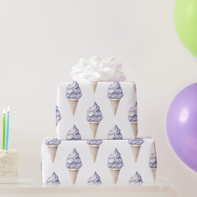Papel De Regalo Lavender Purple Ice Cream Cones Cumpleaños (Regalos de fiesta)