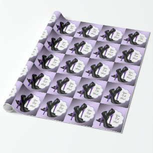 Papel De Regalo Lavender Púrpura Leopard High Heel Shoe Gift