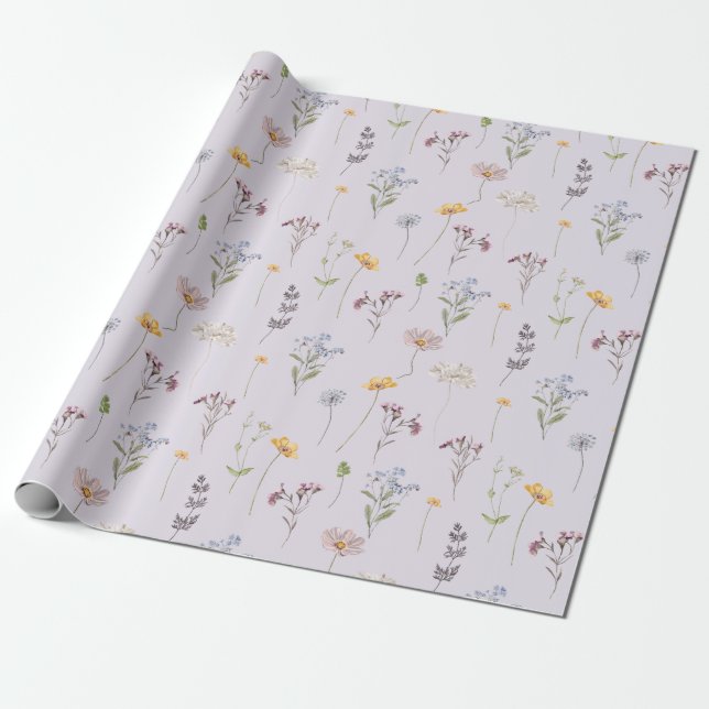 Papel De Regalo Lavender Spring Wildflower Meadow Garden Wedding  (Desenrollado)