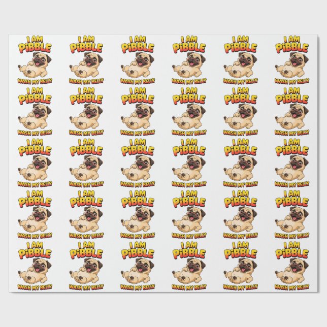 Papel De Regalo Lavo Mi Barriga Soy Pibble (Superficie plana)