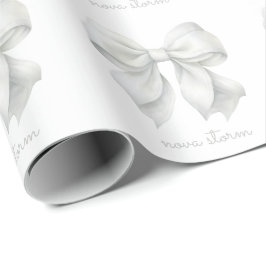 Papel De Regalo Lazo Blanco de Moda Personalizado con Nombre Monog