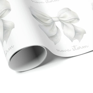 Papel De Regalo Lazo Blanco de Moda Personalizado con Nombre Monog