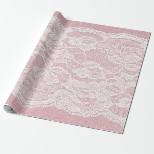Papel De Regalo Lazo blanco sobre la textura de lino rosa pastel