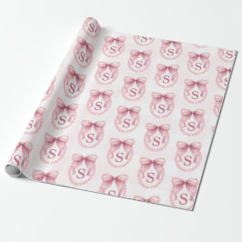 Papel De Regalo Lazo Coqueto Rosa Lindo Inicial Personalizado