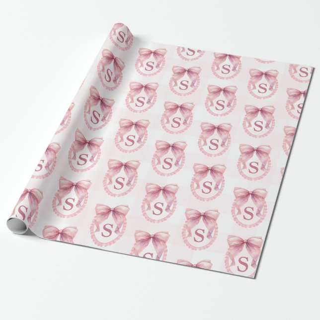 Papel De Regalo Lazo Coqueto Rosa Lindo Inicial Personalizado (Desenrollado)