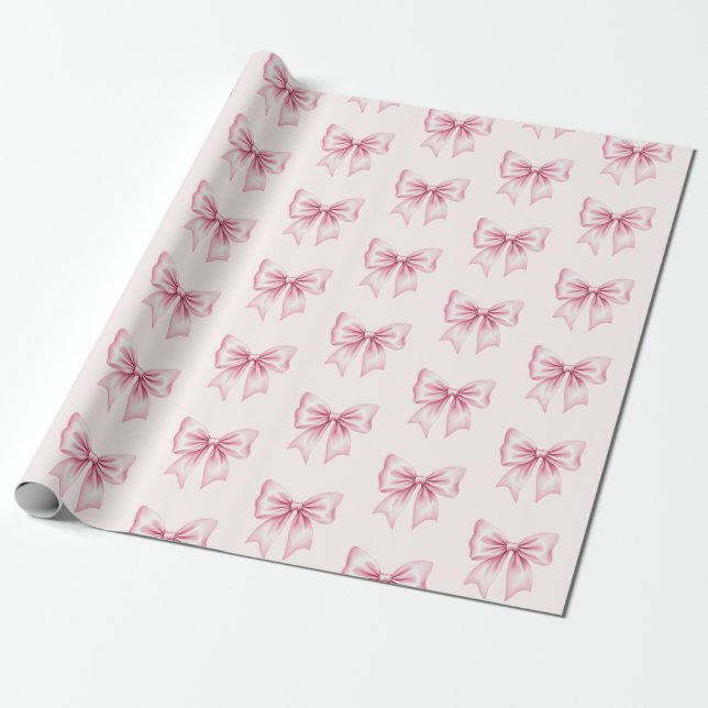 Papel De Regalo Lazo Coquette Acuarela Rosa Femenino Tocado Femeni (Desenrollado)