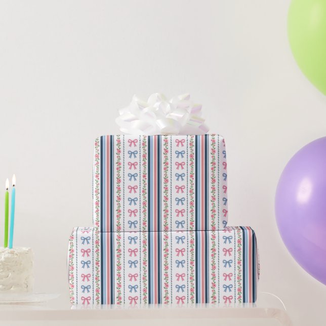 Papel De Regalo Lazo coquette rosa azul Cumpleaños Baby Shower Nup (Regalos de fiesta)