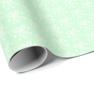 Papel De Regalo Lazo de cinta Doodle NAVIDAD Fiesta Menta Blanco