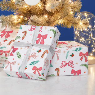 Papel De Regalo Lazo de Navidad elegante y patrón de dulces