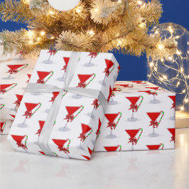 Papel De Regalo Lazo de Navidad en Martini de Fiesta con Caña de C