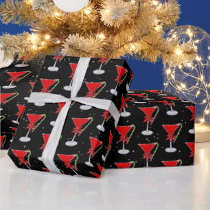 Papel De Regalo Lazo de Navidad en Martini de fiesta con Caña de C