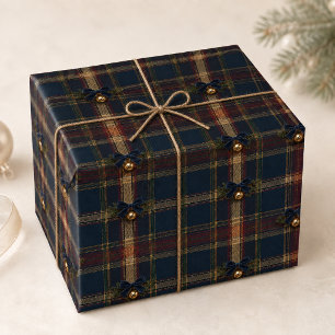 Papel De Regalo Lazo de terciopelo de Navidad con Tartán de herenc