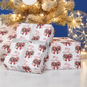 Papel De Regalo Lazo festivo de Navidad, tipografía de Feliz Navid