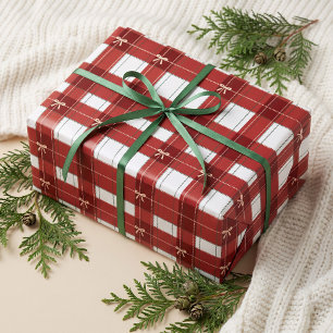 Papel De Regalo Lazo festivo moderno y atrevido en cuadros escoces
