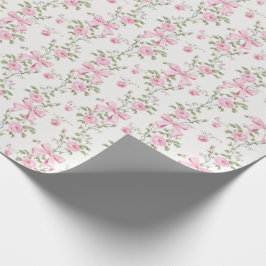 Papel De Regalo Lazo Floral Coquette Rosa Lindo