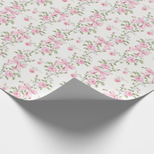 Papel De Regalo Lazo Floral Coquette Rosa Lindo
