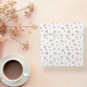 Papel De Regalo Lazo Rosa Caprichoso y Bailarina de Acuarela