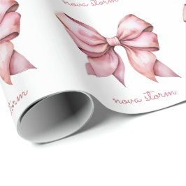 Papel De Regalo Lazo Rosa de Moda Personalizado con Nombre Monogra