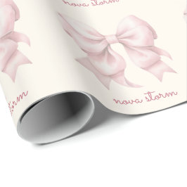 Papel De Regalo Lazo Rosa de Moda Personalizado con Nombre Monogra