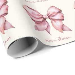 Papel De Regalo Lazo Rosa de Moda Personalizado con Nombre y Monog
