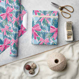 Papel De Regalo Lazo rosa funky patrón de lazo de Navidad