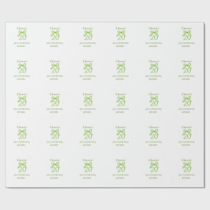 Papel De Regalo lazo verde cumpleaños 20 acuarela nombre negrita r