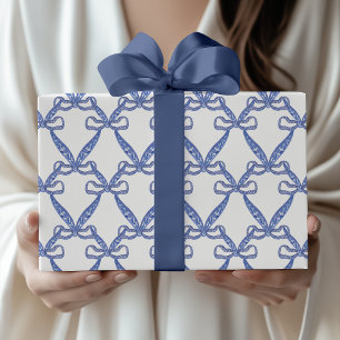 Papel De Regalo Lazos azules costeros de acuarela