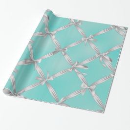 Papel De Regalo Lazos Blancos Azul Turquesa Huevo de Petirrojo Fie