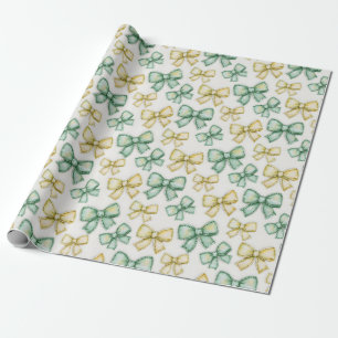 Papel De Regalo Lazos Coquette Amarillos y Verdes Baby Shower