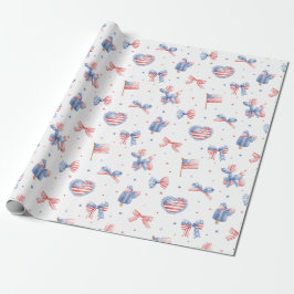 Papel De Regalo Lazos de Acuarela Elegantes Patrón del 4 de Julio