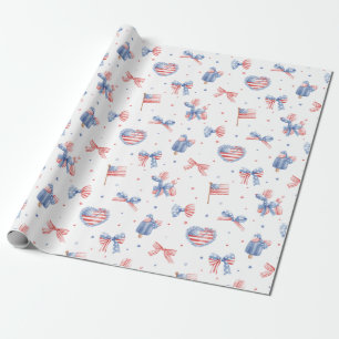 Papel De Regalo Lazos de Acuarela Elegantes Patrón del 4 de Julio